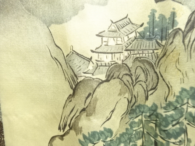 JAPANESE KIMONO / ANTIQUE HOUSE / LANDSCAPE PATTERN MENS JUBAN (WITH E